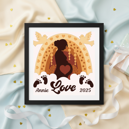 3D Layered Boho Rainbow Papercut Frame Picture  - Personalized Holiday Décor Design for Baby Gifts