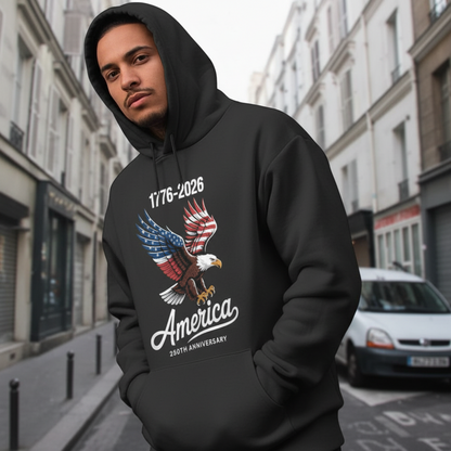 Celebrate 250 Years of America USA Anniversary 1776-2026 Dark Pullover Hoodie