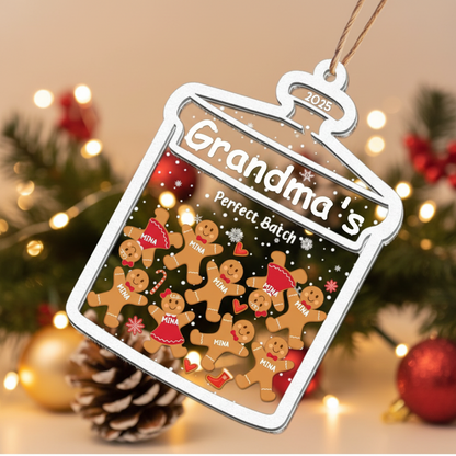 Grandma Perfect Batch Gingerbread - Personalized Wood And Acrylic Ornament - Christmas Gift For Grandma