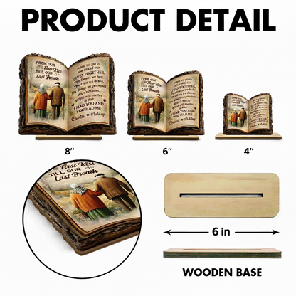 Old Couple Book Plaque - Personalized 2 Layer Standing Wooden Plaque - Gift for Couple
