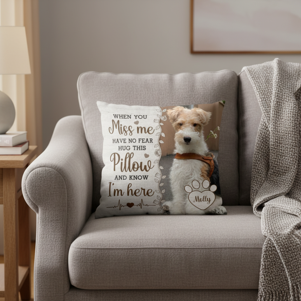 Hug This Pillow And Know I'm Here - Personalized Photo Memory Pillow