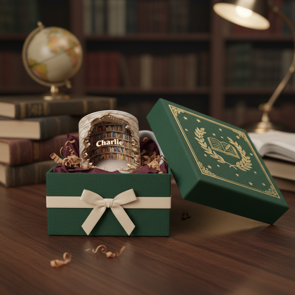 Custom Name Book Cave Design Ceramic Mug - Personalized Special Gifts for Book Lovers