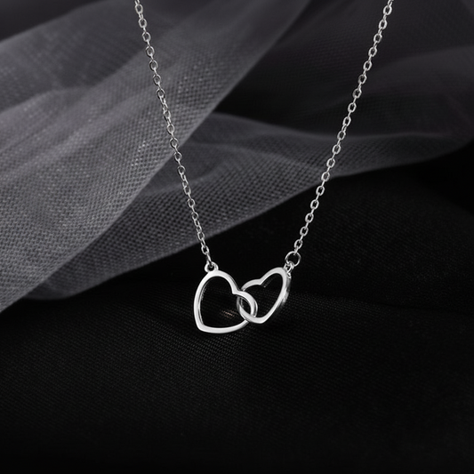 Double Heart Interlocking Necklace – Minimalist Love Pendant for Girlfriend & Wife