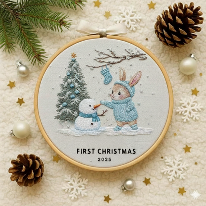 Custom Embroidered Baby Ornament, Baby’s First Xmas Keepsake Hoop, Personalized Newborn Gift, Christmas Decor