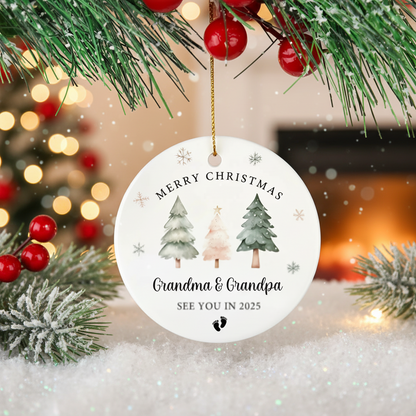 Promoted to Grandparents Christmas Ornament, Pregnancy Announcement, Reveal to Grandparents, New Grandma and Grandpa Xmas Bauble