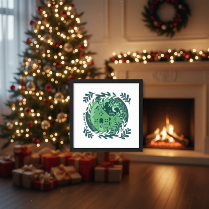 3D Layered Christmas Christmas House Papercut Papercut  Frame Picture  – Personalized Holiday Decor Design for Christmas Gifts