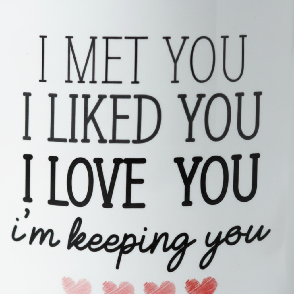 Custom I met you I liked you I love you I'm keeping you Mug - Personalised Valentine Gift For Couples