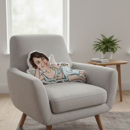 Adorable Cupid Custom Shaped Pillow – Personalized Fun Photo Gift for Her