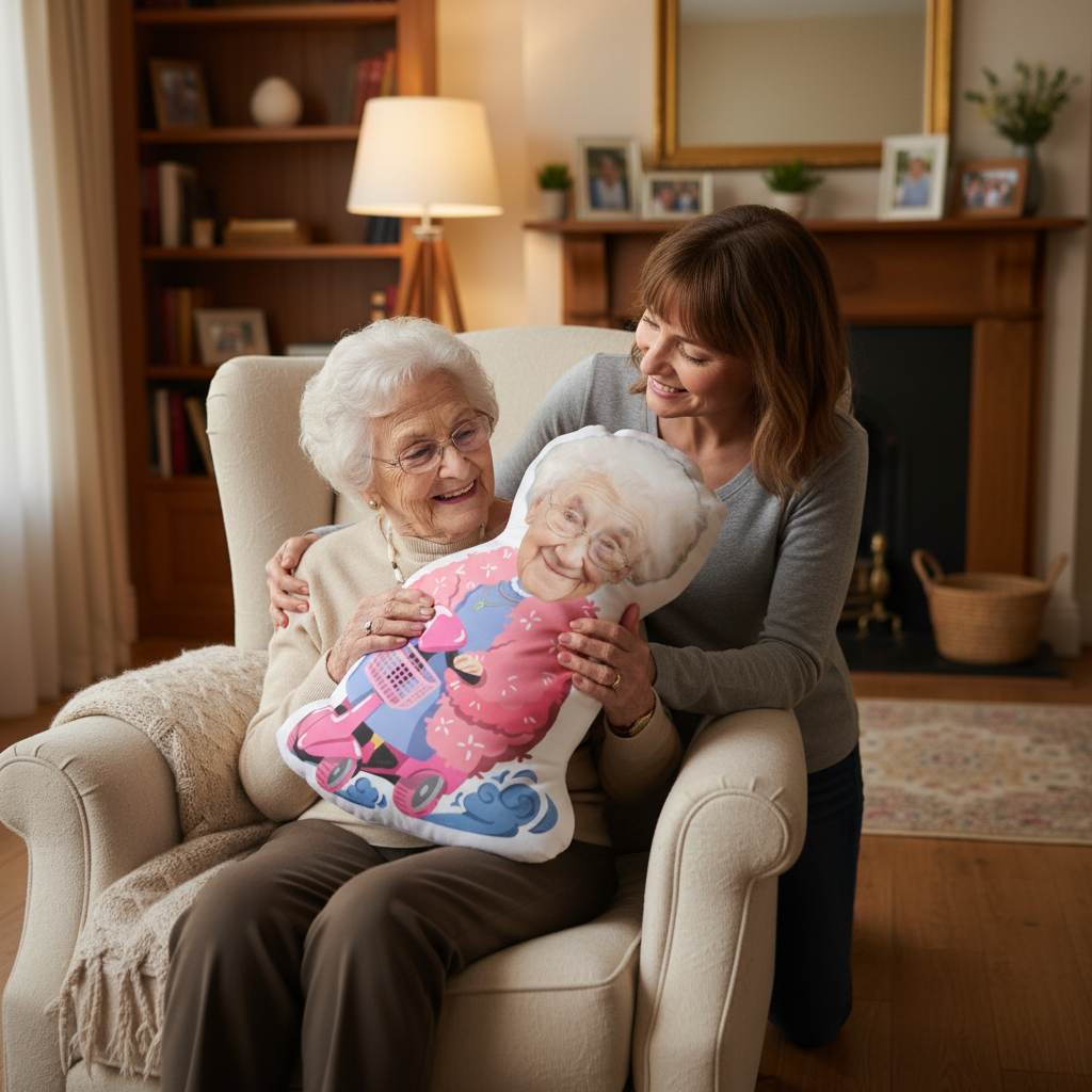 Custom Shaped Photo Pillow – Personalized Funny Face Gift for Mom, Wife, or Grandma