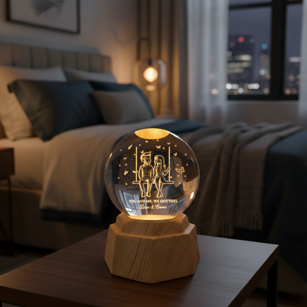 Custom 3D Crystal Ball Lamp - Romantic Gifts for Couples