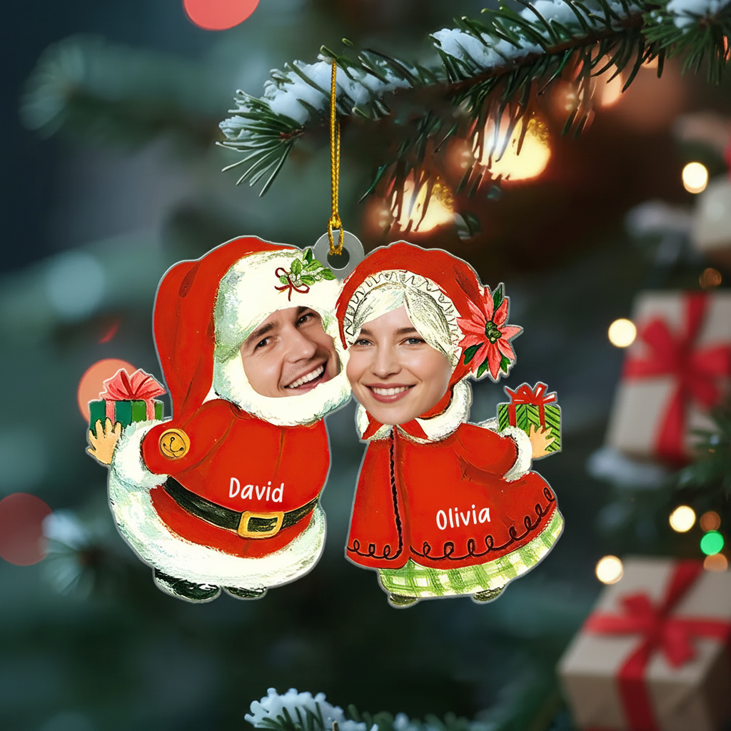 Custom Photo Acrylic Shape Ornament, Couple Christmas Gift
