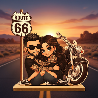 Eternal Love Biker Couple Riding Partners For Life - Personalized 2-Layer Wooden Plaque - Gift For Couple, Bikers, Gift For Him, For Her