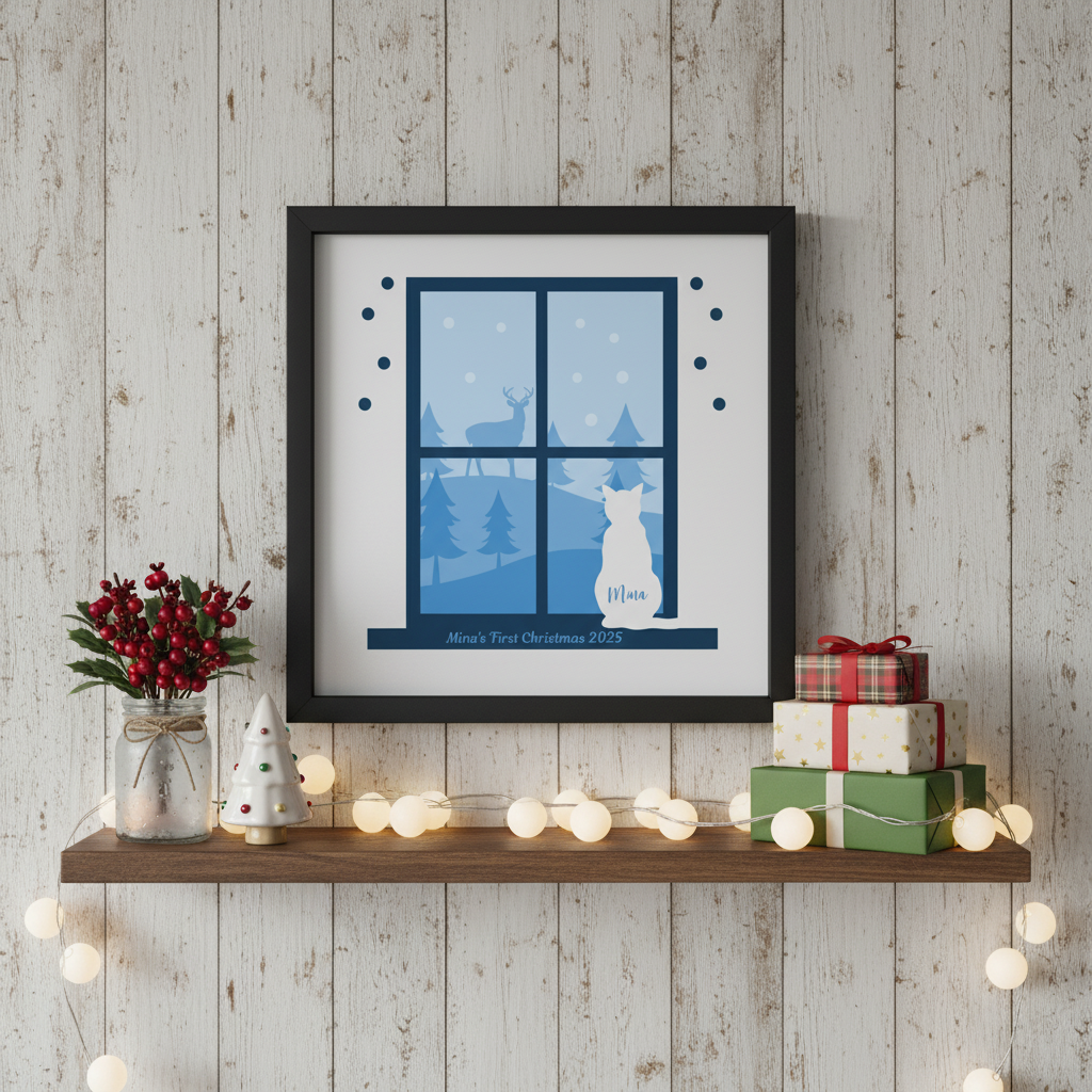3D Layered Christmas Window Papercut Framed Picture - Perfect Christmas Home Décor & Gift