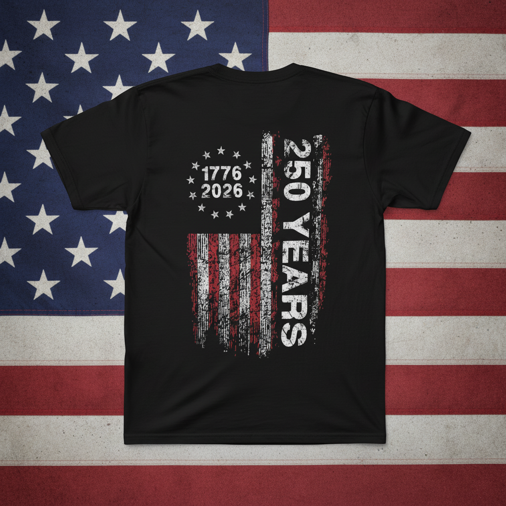 America 250th Birthday US Flag 250 Years We The People Back Side Dark Basic Tee