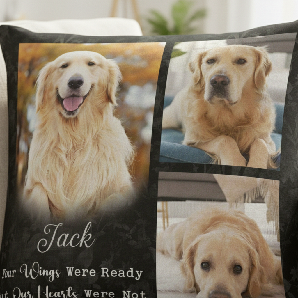 Your Wings Were Ready But Our Hearts Were Not Pillow - Personalized Photo Gift For PetLovers