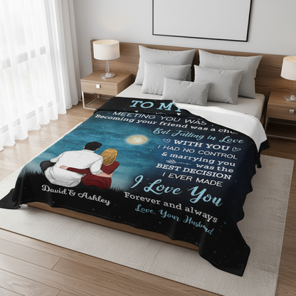 Night Sky Dear My Wife Couple Personalized Fleece Blanket - Romantic Gift For Wife