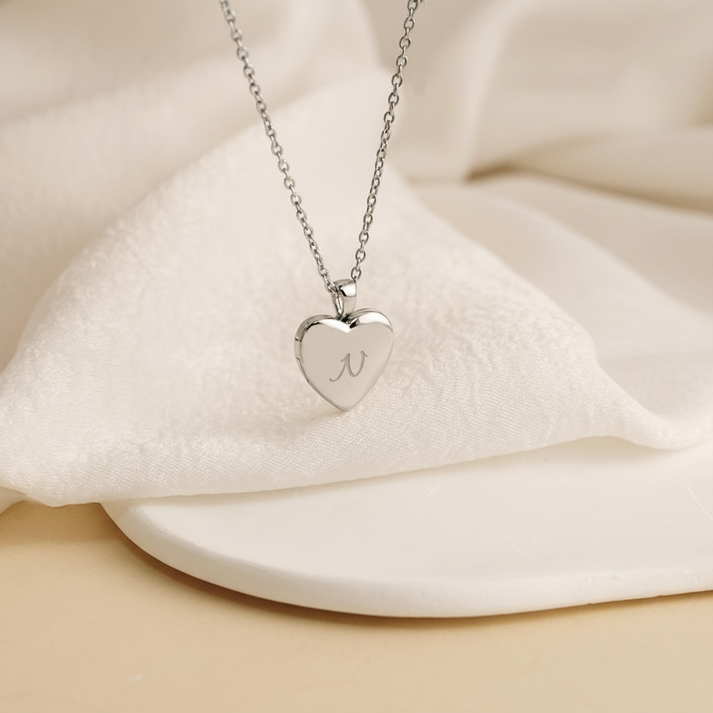 Personalized Tiny Gold Heart Locket Necklace - Custom Photo Gift For Girlfriend, Wife