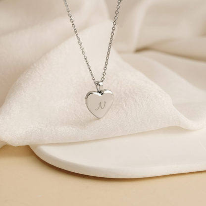 Personalized Tiny Gold Heart Locket Necklace - Custom Photo Gift For Girlfriend, Wife