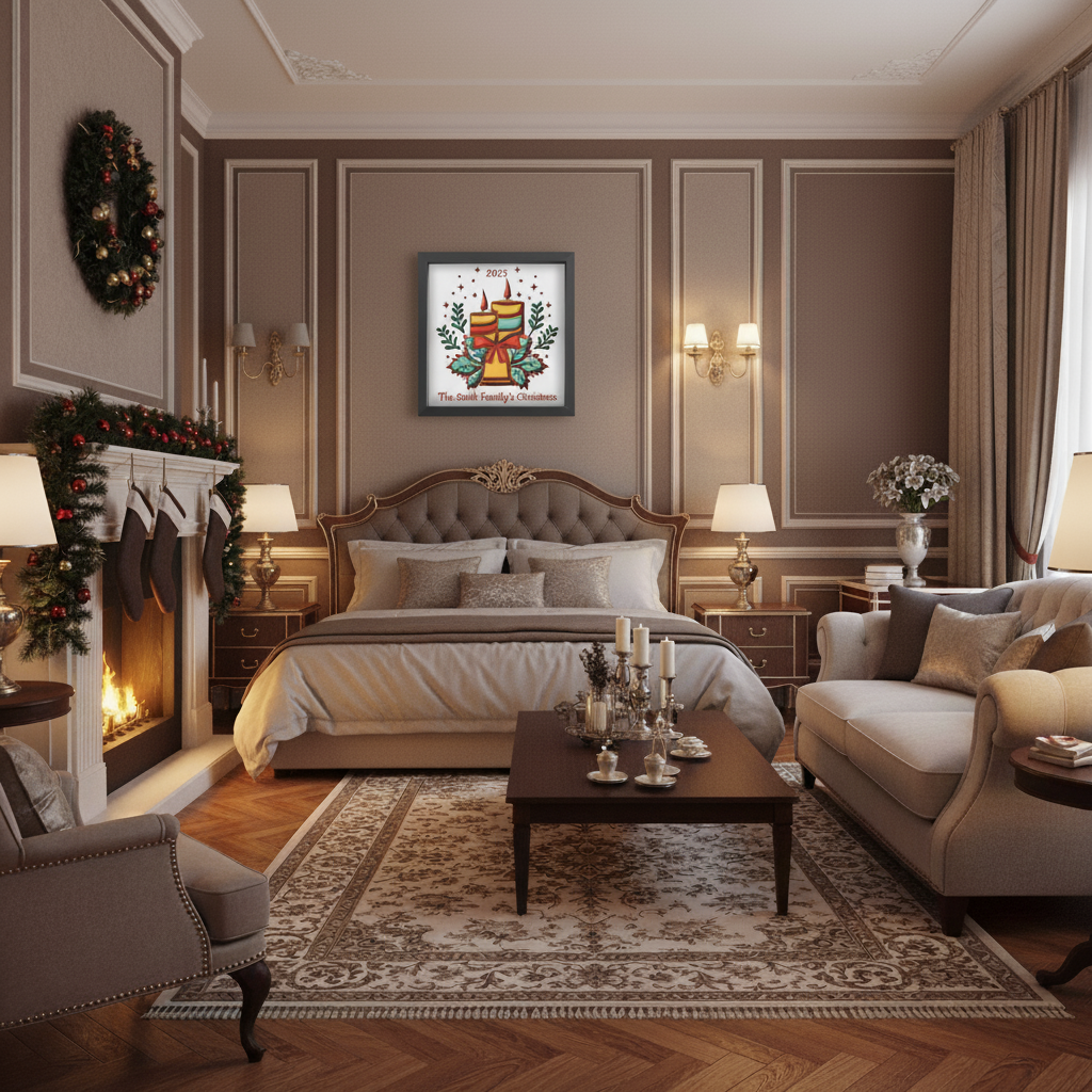 3D Layered Papercut Christmas Candle Framed Picture - Perfect Holiday Home Décor & Family Gift