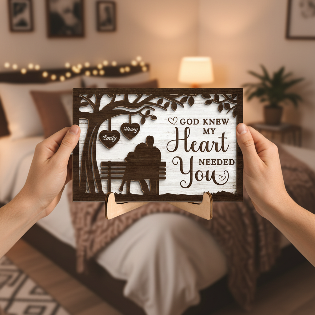 You Will Forever By My Always - Couple Personalized Custom 2-Layered Wooden Plaque With Stand - House Warming Gift For Husband Wife, Anniversary