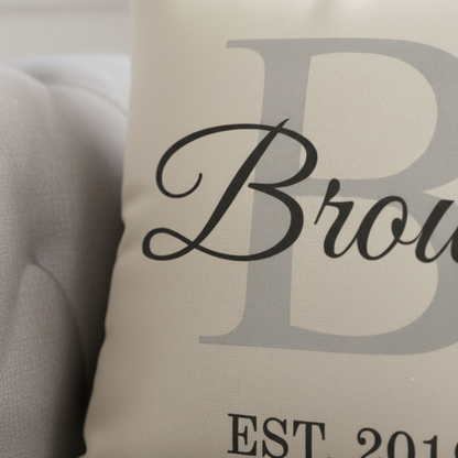 Custom Name & Initial Pillow with Meaningful Year - Personalized Home Decor Gift for Family