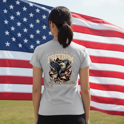 250 Years Of Freedome America Back Women V Neck