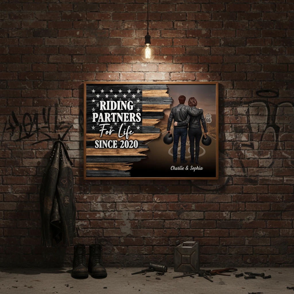 Riding Partners For Life Half Nation Flag Personalized Poster - Special Gift For Boyfriend, Girlfriend