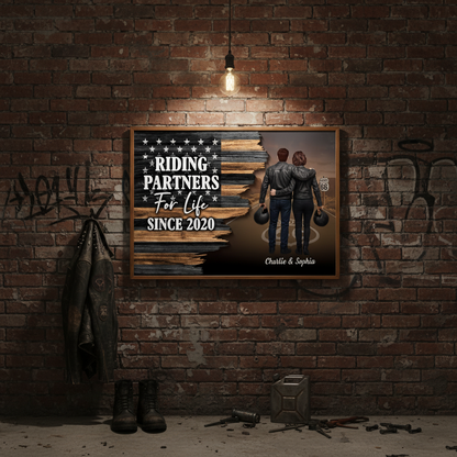 Riding Partners For Life Half Nation Flag Personalized Poster - Special Gift For Boyfriend, Girlfriend