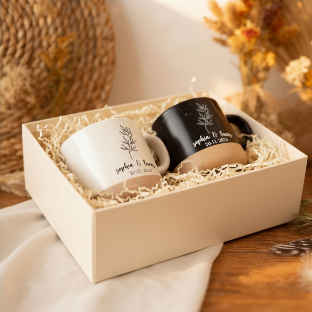 Elegant Personalized Mug with Name & Date for Couples - Custom Romantic Gift