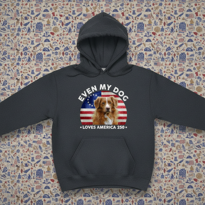 Custom Photo Even My Dogs Love America 250 Dark Pullover Hoodie