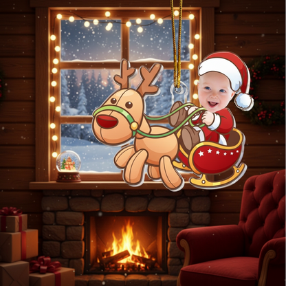 Personalized Baby Santa Acrylic Photo Ornament – Custom Christmas Ornament for Babies & Kids – Cute Holiday Gift for Newborns & Families