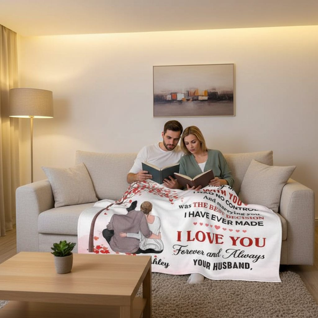 To My Wife Couple Tree Personalized Fleece Blanket - Romantic Gift For Wife