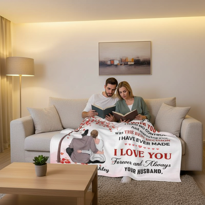 To My Wife Couple Tree Personalized Fleece Blanket - Romantic Gift For Wife