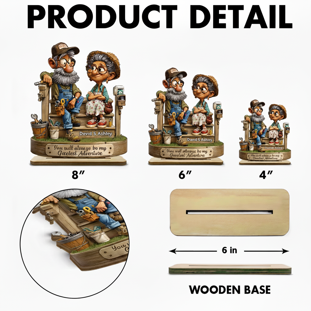 Senior Couple On Porch - Personalized 2-Layered Wooden Plaque - Anniversary, Valentine's Day Gift, Gift For Him, Gift For Her