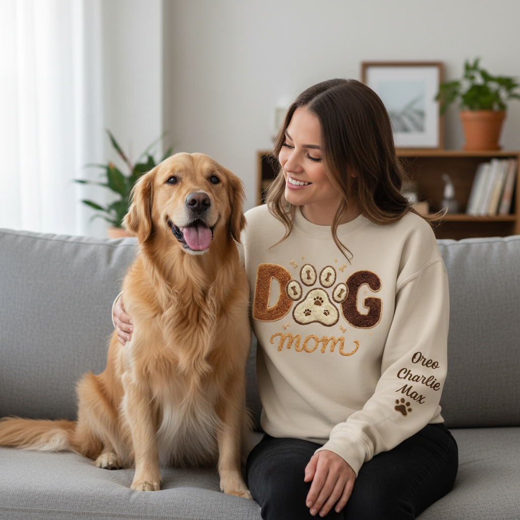 Custom Unisex Sweater With Design On Sleeve - Personalized Birthday Gifts For Dog Cat Lovers, Dog Dad And Mom, Cat Owners - Pets Are My Family