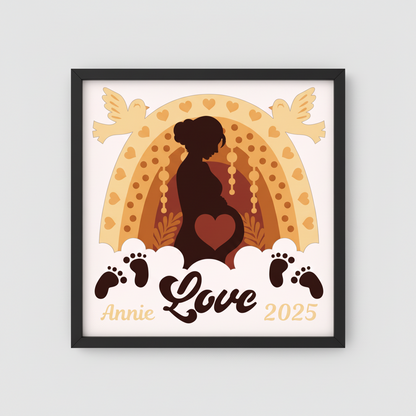 3D Layered Boho Rainbow Papercut Frame Picture  - Personalized Holiday Décor Design for Baby Gifts