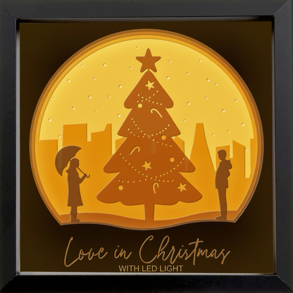 3D Layered Love In Christmas Papercut Framed Picture - Perfect Holiday Gift for Couples