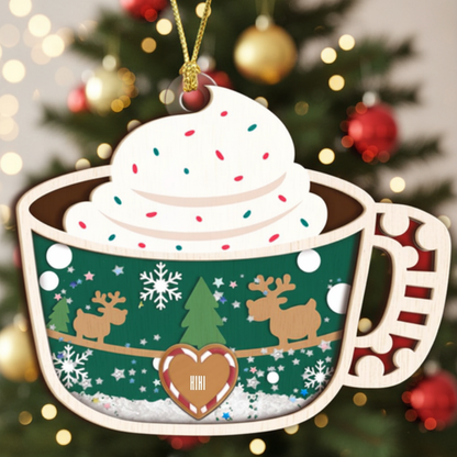 Custom 4D Shaker Marshmallow Hot Chocolate Ornament for Pet-Loving Families, Perfect for Christmas