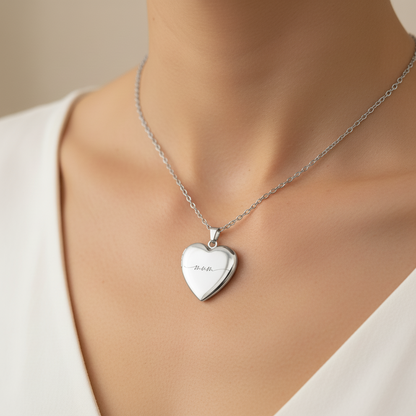 Personalized Engraved Heart Locket Necklace - Meaningful Gift for Mom