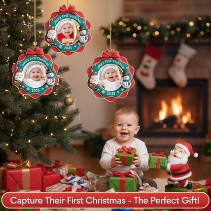 Custom Photo Acrylic Ornament - Personalized Christmas Baby Shower, Gender Reveal Gifts For New Moms, New Dads, New Parents - Jingle All The Way, Baby Style