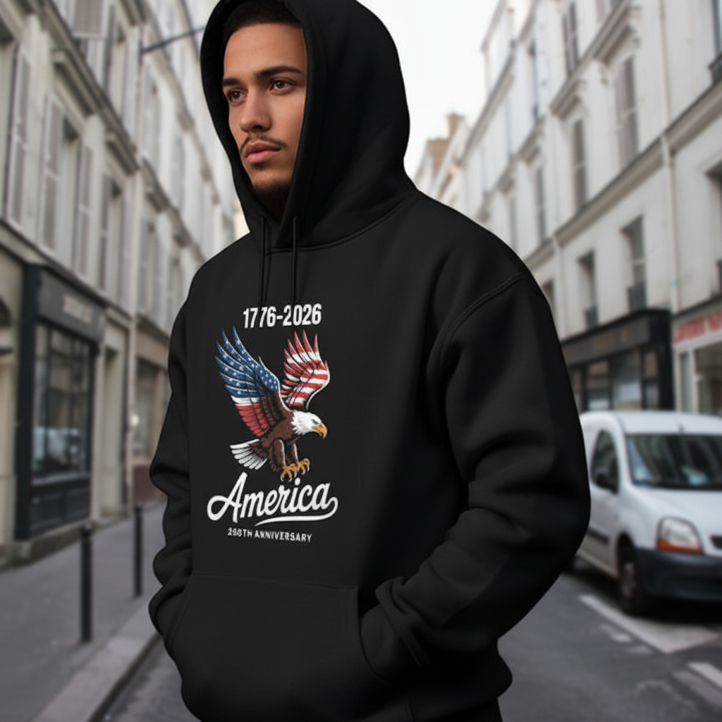 Celebrate 250 Years of America USA Anniversary 1776-2026 Dark Pullover Hoodie
