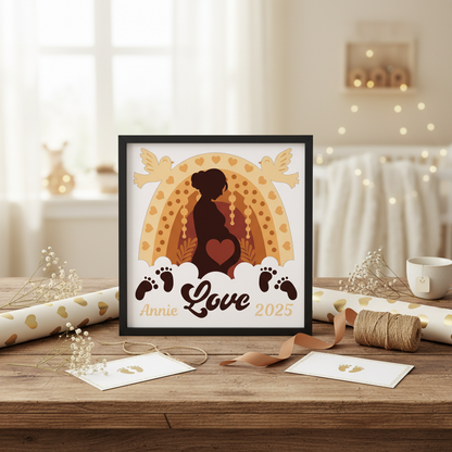 3D Layered Boho Rainbow Papercut Frame Picture  - Personalized Holiday Décor Design for Baby Gifts