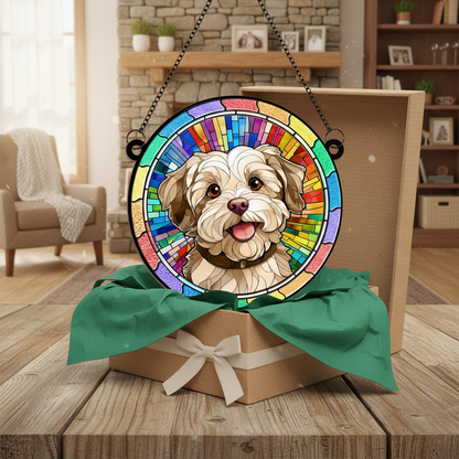 Custom Photo Forever Loved, Never Forgotten Window Hanging Suncatcher Ornament - Sympathy Gift For Pet Owners, Pet Lovers