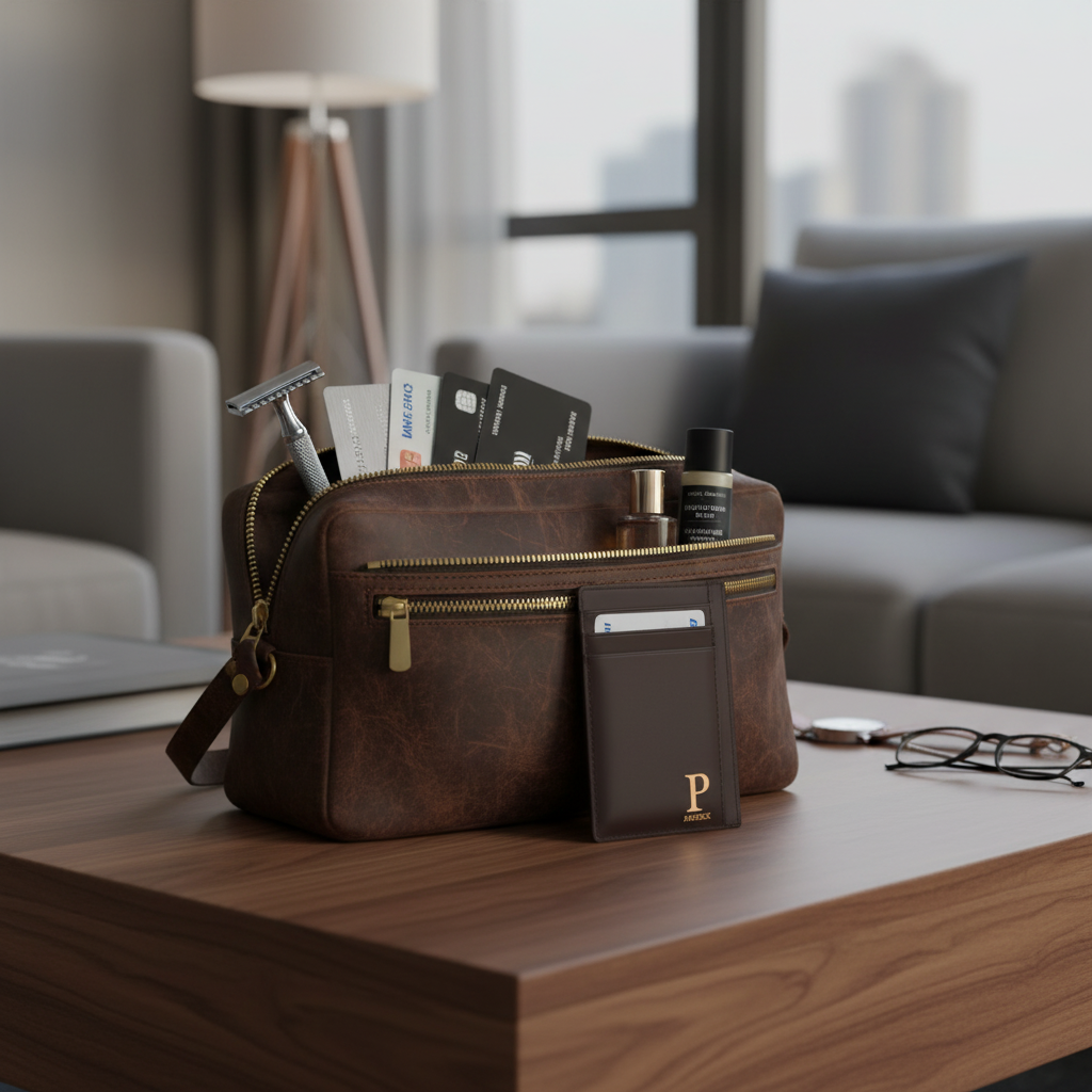 Laser Engraved Personalized Initial And Name Leather Card Holder - Classic Gift for Man