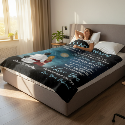 Night Sky Dear My Wife Couple Personalized Fleece Blanket - Romantic Gift For Wife