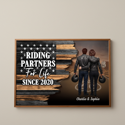 Riding Partners For Life Half Nation Flag Personalized Poster - Special Gift For Boyfriend, Girlfriend