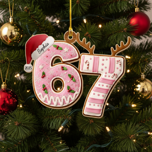 Personalized Gift – Custom Year Number Ornament 2025, The Year Of 67 Christmas Ornament, Funny Gen Z Ornament, Personalized Name Acrylic