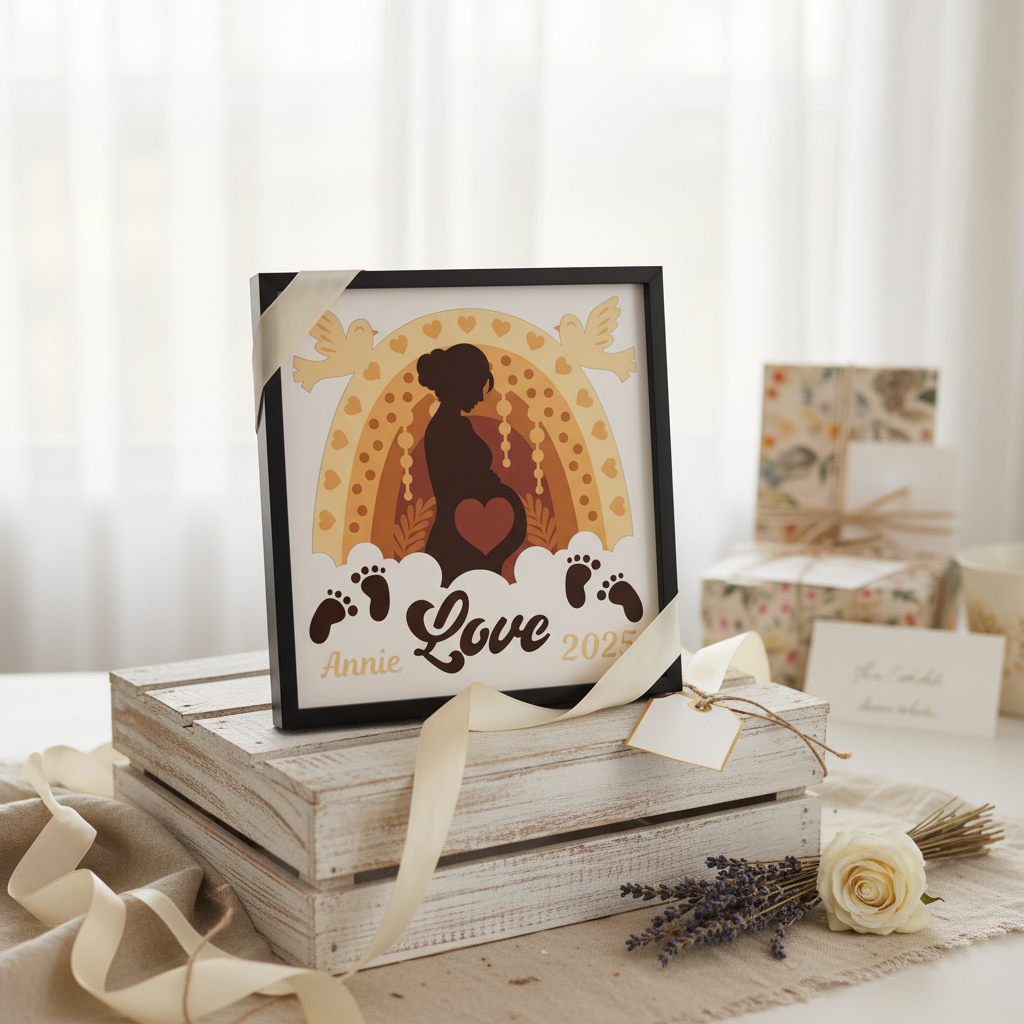 3D Layered Boho Rainbow Papercut Frame Picture  - Personalized Holiday Décor Design for Baby Gifts