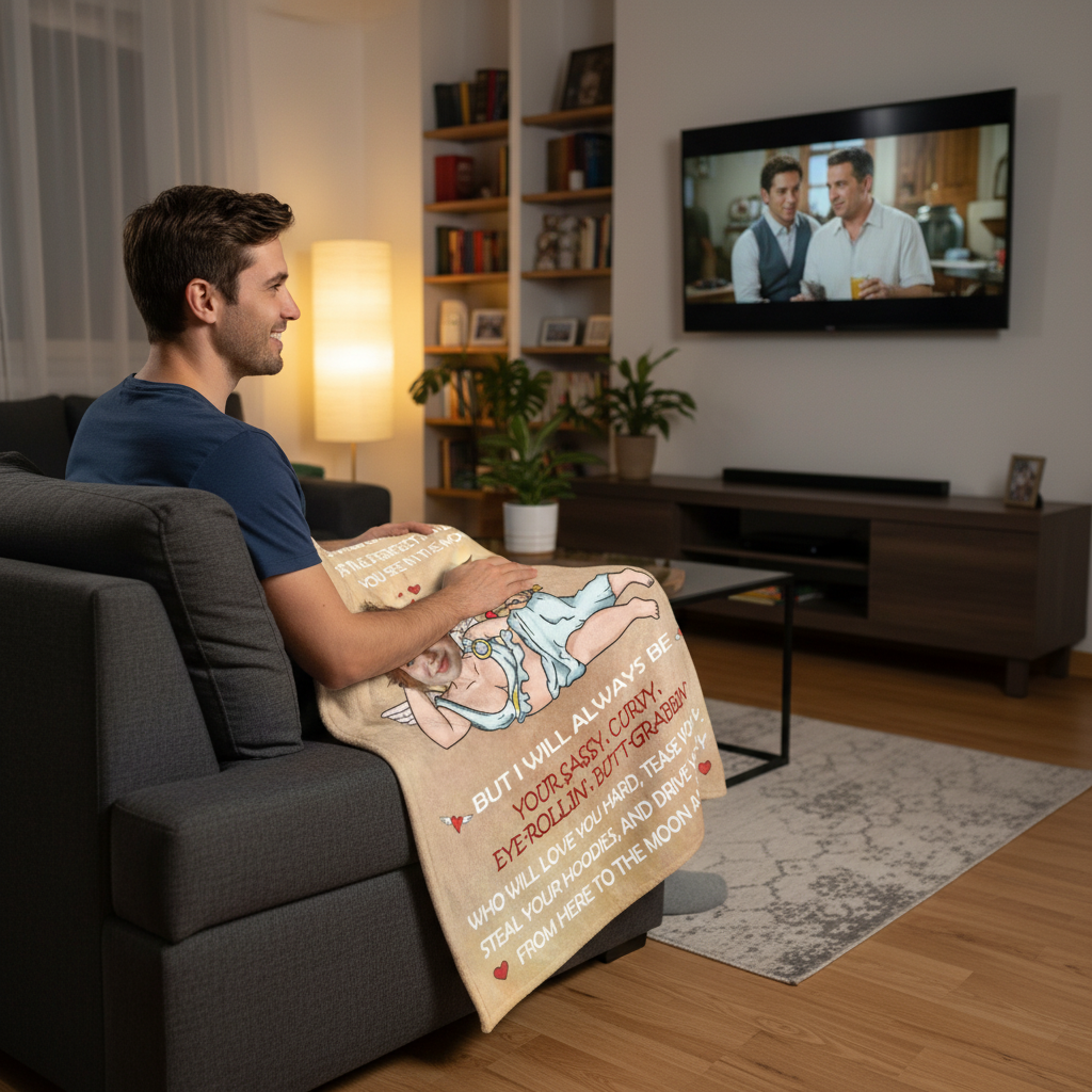 To My Hilariously Handsome Husband – Personalized Cozy Blanket from Your Wife
