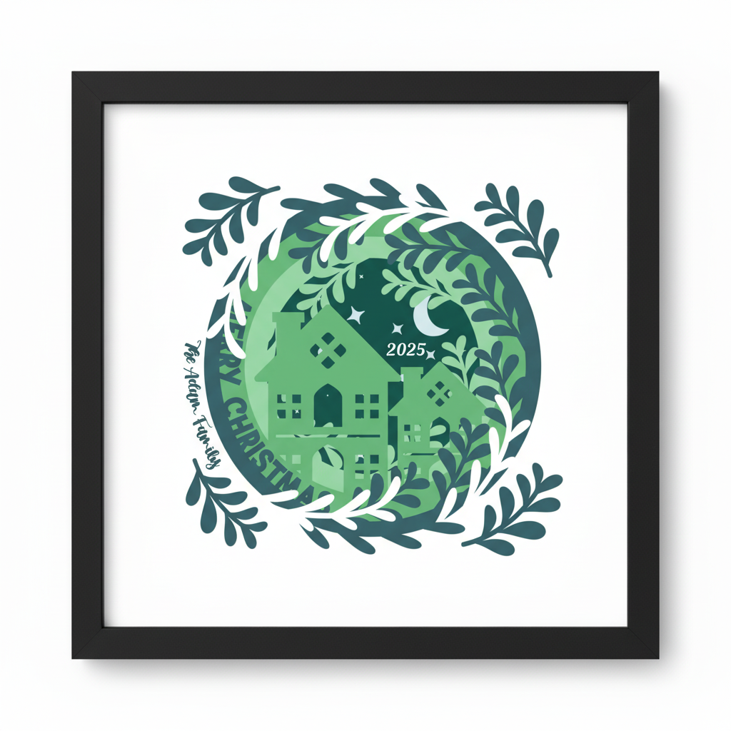 3D Layered Christmas Christmas House Papercut Papercut  Frame Picture  – Personalized Holiday Decor Design for Christmas Gifts